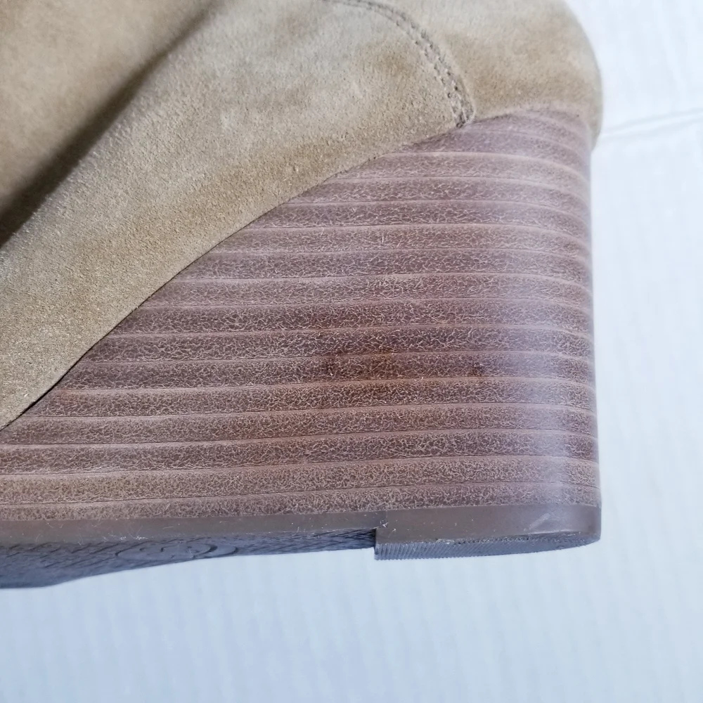 LUCKY BRAND TANISH BROWN WEDGED ANKLE ZIPPER BOOTS SIZE 10